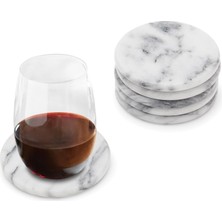 1001 48749 Doğal Beyaz Cilalı Mermer Taş Bardak Altlığı, 6'lı Set