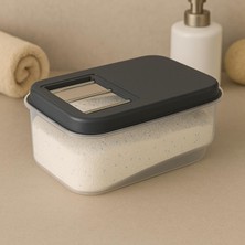 1001 5 Lt Etiketli Kayar Kapaklı Deterjan Saklama Kabı -Tablet Deterjan Saklama Kutusu (Bej)