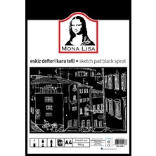 1001 Monalisa MN02-4 Eskiz Sert Kapak Telli A4, 40 Yaprak, Telli, 150 G