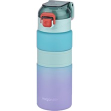 1001 Çift Renk 600ML Kaydırmaz Silikon Gövde Rahat Içim-Pipetsiz- Motivasyon Su Matarası