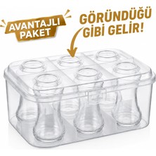 1001 Piev Urve 6 Gözlü Çay Bardağı Taşıma Kabı Aparatı, Kilitli Kapaklı Bardak Saklama Kutusu,