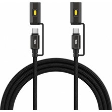 1001 T2IN1C 240W LED Fener ve Alevsiz Çakmak Fonksiyonlu Type-C To Type-C Şarj ve Data Kablosu 1.2 Metr