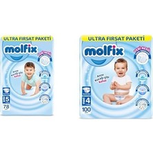 1001 3D Junior 5 Beden Aylık Paket 78 Adet, Beyaz X2 + Molfix Maxi 4 Beden Aylık X2