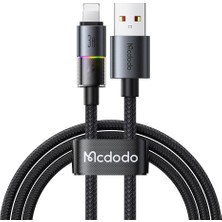 1001 CA-8170 USB iPhone 3A 7 Renkli LED Işıklı Şarj Data Kablosu