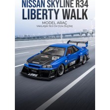 Farbu Oyuncak Hobbiez Lisanslı Nissan Skyline R-34 Model Diecast Car 1/24 Ölçek Metal Standlı Araç