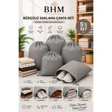 Bhm 5'li Büzgülü Saklama Çantası 35X45 cm Nefes Alan Ayakkabı Kılıfı Toz Koruyucu Organizer