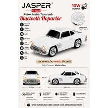 Jasper JPR-1503 Beyaz 10W Bluetooth Hoparlörlü Retro Araba Tasarım – Fm Radyo, Usb, Tf Kart, Aux ve Mp3 Çal