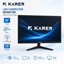 Karer 19 Inç LED Bilgisayar Monitörü 60Hz Hd Ready – Ince Çerçeveli Masaüstü Monitör