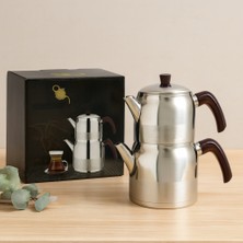 Çelik Mini Çaydanlık Seti - Çift Kapaklı 1l/1.5l Kendinden Süzgeçli