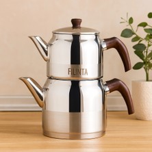 Orta Boy Çelik Çaydanlık Seti (Çift Kapaklı, Süzgeçli) 1.25L/2.25L