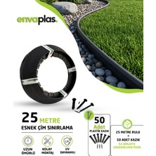 Envaplas Pratik Garden Çim Ayırıcı 25 M Siyah Çim Sınırlayıcı Taş Toprak Ayıracı Çim Ayracı Çim Bariyeri