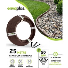 Pratik Garden Çim Ayırıcı 25 M Kahverengi Çim Sınırlayıcı Taş Toprak Ayıracı Çim Bariyeri