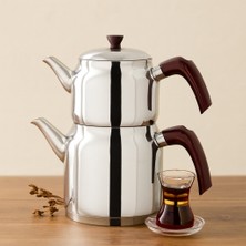 Jumbo Çelik Çaydanlık Seti 2l+4l Çift Kapaklı Kendinden Süzgeçli