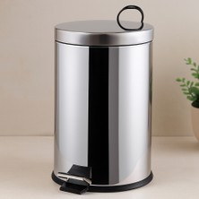Ulu İthalat Pedallı 16 L Krom Metal Çöp Kovası