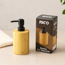 Ulu İthalat Yuvarlak Bambu Sıvı Sabunluk (Ø7.8 × Y10.8 Cm) - Siyah Pompa