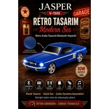 Jasper JPR-1505 Mavi 10W Bluetooth Hoparlörlü Retro Araba Tasarım – Fm Radyo, Usb, Tf Kart, Aux ve Mp3 Çala