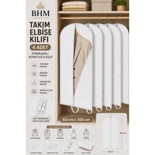 Bhm 4'lü Takım Elbise Kılıfı 60X100 cm Çift Fermuarlı Gamboç Elbise Kılıfı Kıyafet Koruyucu Toz Geçirmez Dolap Düzenleyici