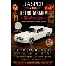Jasper JPR-1505 Beyaz 10W Bluetooth Hoparlörlü Retro Araba Tasarım – Fm Radyo, Usb, Tf Kart, Aux ve Mp3 Çal