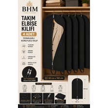 Bhm 4'lü Takım Elbise Kılıfı 60X100 cm Çift Fermuarlı Gamboç Elbise Kılıfı Kıyafet Koruyucu Toz Geçirmez Dolap Düzenleyici