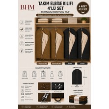 Bhm 4'lü Takım Elbise Kılıfı 60X100 cm Çift Fermuarlı Gamboç Elbise Kılıfı Kıyafet Koruyucu Toz Geçirmez Dolap Düzenleyici