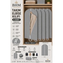 Bhm 4'lü Takım Elbise Kılıfı 60X100 cm Çift Fermuarlı Gamboç Elbise Kılıfı Kıyafet Koruyucu Toz Geçirmez Dolap Düzenleyici