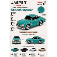 Jasper JPR-1503 Turkuaz 10W Bluetooth Hoparlörlü Retro Araba Tasarım – Fm Radyo, Usb, Tf Kart, Aux ve Mp3 Çalar