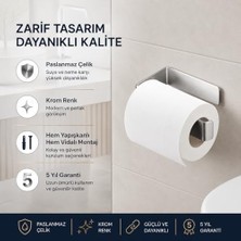 Skygo Revify Paslanmaz Çelik Lamalı Tuvalet Kağıtlığı, Krom Renk Wc Kağıt Askılığı, Hem Yapışkanlı Hem Vidalı Montajlı, Açık Uç Tasarımlı Banyo Kağıtlık, 5 Yıl Garantili