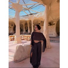 Elias Studios Kadın Kahverengi Beachwear Kimono Bluz & Bağlamalı Pareo Etek Takımı