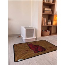 Canico Kedi Kumu Paspası Desenli Elekli Petek Yapılı Yıkanabilir Kedi Tuvalet Önü Paspası 60X90 cm