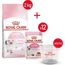 Royal Canin Kitten - Kuru Kedi Maması 2 kg + Yaş Mama 12X85 gr + Ölçü Kabı