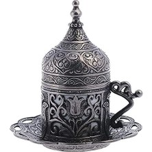 Skygo Revify (1 Adet Türk Yunan Arap Kahvesi Espresso Fincanı Tabağı (Lale) (Siyah)
