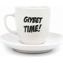 Skygo Revify Gıybet Time! Krem Türk Kahvesi Fincanı - Hediye Seramik Türk Kahvesi Fincanı