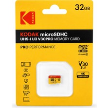 Kodak 32GB Micro SDHC UHS-I U3 V30 Pro (100MB/s + 70MB/s) Hafıza Kartı