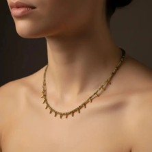 G&A Jewels Doğal Yeşil Garnet Boncuklu Kolye | Zarif 925 Ayar Gümüş & Altın Kaplama Charm'lar | Kadınlar İçin Doğal Taş Takı, Hediye