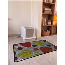 Canico Kedi Kumu Paspası Desenli Elekli Petek Yapılı Yıkanabilir Kedi Tuvalet Önü Paspası 60X90 cm