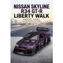 Farbu Oyuncak Hobbiez Lisanslı Nissan Skyline R-34 Model Diecast Car 1/24 Ölçek Metal Standlı Araç
