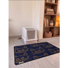 Canico Kedi Kumu Paspası Desenli Elekli Petek Yapılı Yıkanabilir Kedi Tuvalet Önü Paspası 60X90 cm