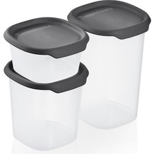 Tupperware One Touch Fresh Küçük Kare Kap 3'lü Set Siyah Mühür