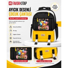 Favori Kitap Ayıcık Desenli Çocuk Sırt Çantası - Siyah Sarı