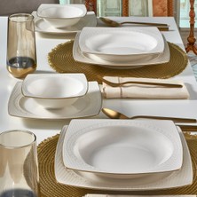 Güral Porselen 8 Parça Gold Bone Yemek Takımı 2 Kişilik Desenli Porselen Renkli Set