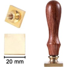 Mühür Mumu Damga 20 mm Kare Boş Pirinç Kafa + Ahşap Sap R5799S20