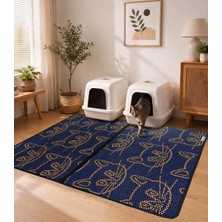 Canico Kedi Kumu Paspası Desenli Elekli Petek Yapılı Yıkanabilir Kedi Tuvalet Önü Paspası 90X120 cm