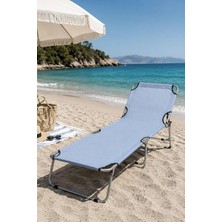 Bysay Katlanır Şezlong, Gri, Metal Iskelet ve Dayanıklı Kumaş, 55X188X27 Cm, Kamp, Plaj, Bahç