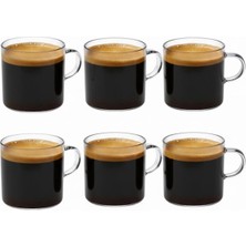 Frefly Store 6'lı Şeffaf Cam Espresso Bardak Seti – Isıya Dayanıklı Minimal Tasarım Kahve Bardakları – 6 cm Yükseklik, 6 cm Çap – Türk Kahvesi, Espresso ve Kafe Kullanımı Için Şık Sunum Bardakları