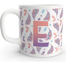 Frefly Store Rock'n Fox E Harfi Deniz Kızı Mermaid Renkli Tasarım Harfli Kupa Bardak