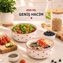 2'li Seramik Kase Seti 400 Ml, 15 cm Salata Kasesi, Kahvaltılık Yoğurt Çorba ve Meze Kasesi, Por