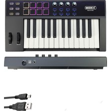 Frefly Store Midex Midi-25 Pro Midi Klavye 25 Tuşlu Midi Keyboard 8 Pad