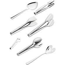 Frefly Store 7li Servis Takımı Makarna,pasta,servis Maşa,kalpli 2li Servis Kaşık