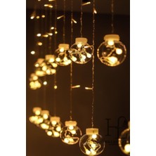 Frefly Store Buffer Kumandalı LED Dekoratif Sarkıt Aydınlatma, 10 Sarkıtlı Top Içi Mini Toplu, Cam, Günışığı Rengi, Modern Stil, Uzaktan Kumanda ile Kontrol