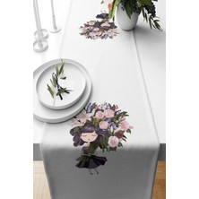 Frefly Store Pelangi Çiçekli Kız Desenli Leke Tutmaz Kumaş Salon Mutfak Masa Değişik Ranır Modelleri Runner, Pembe-Yeşil-Beyaz 40 x 140
